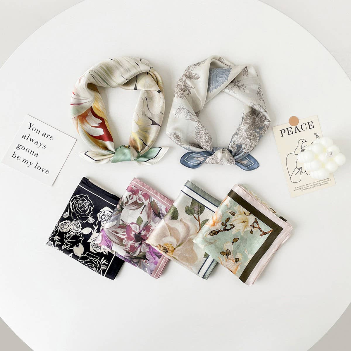 SILK SQUARE SCARF ELEGANT CHINESE FLORAL PRINT_CWASC0814