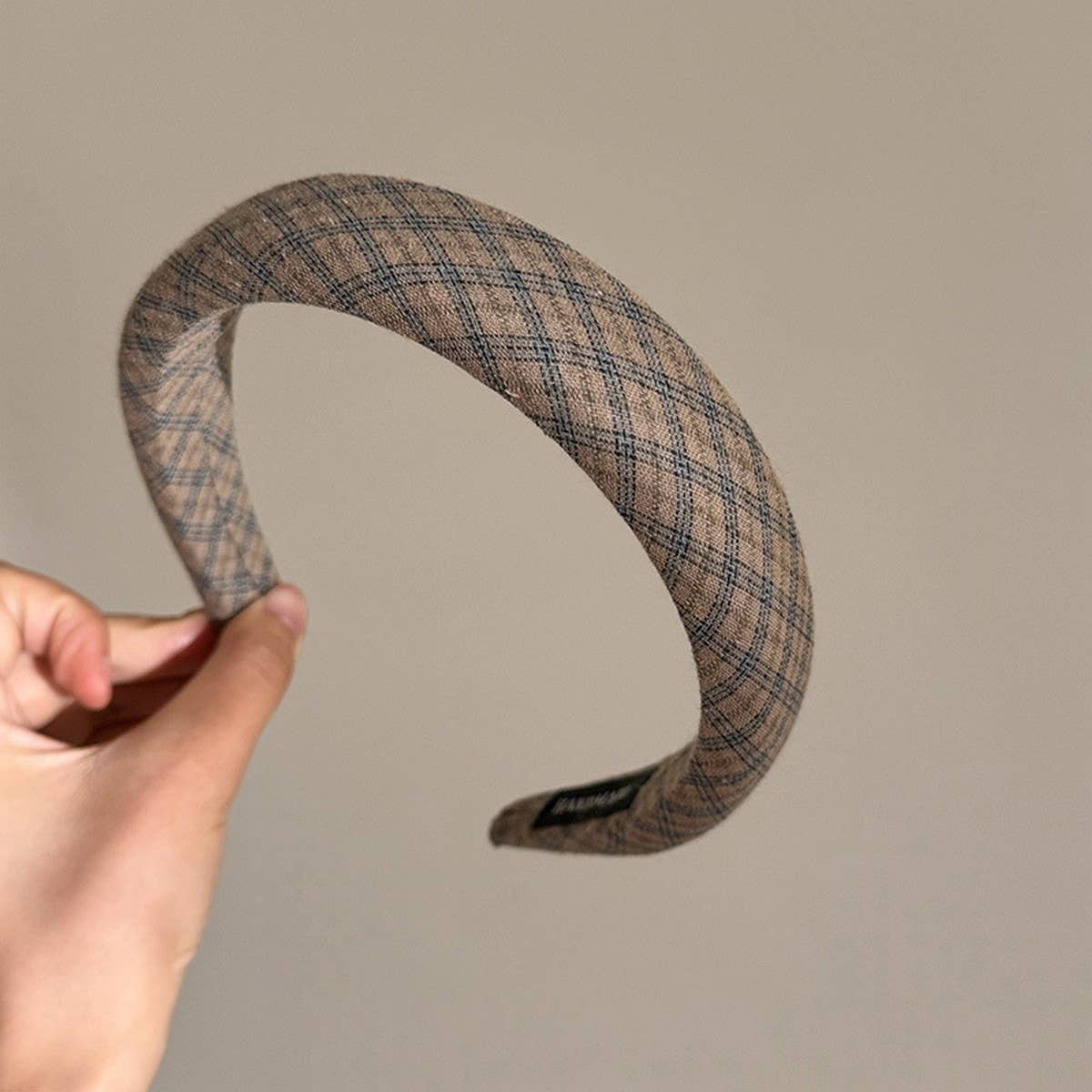 Plaid Sponge Headband Retro College Style_Cwaha07966