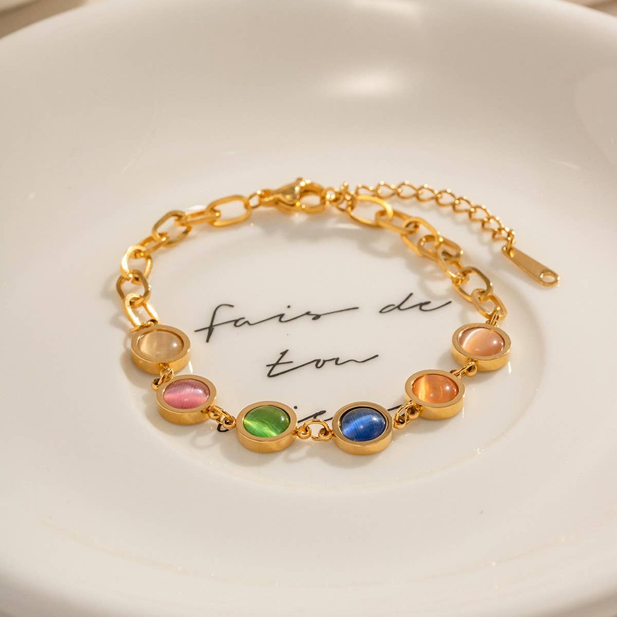 FASHION NATURAL STONE FANTASY CATS EYE BRACELET_CWAJE1901
