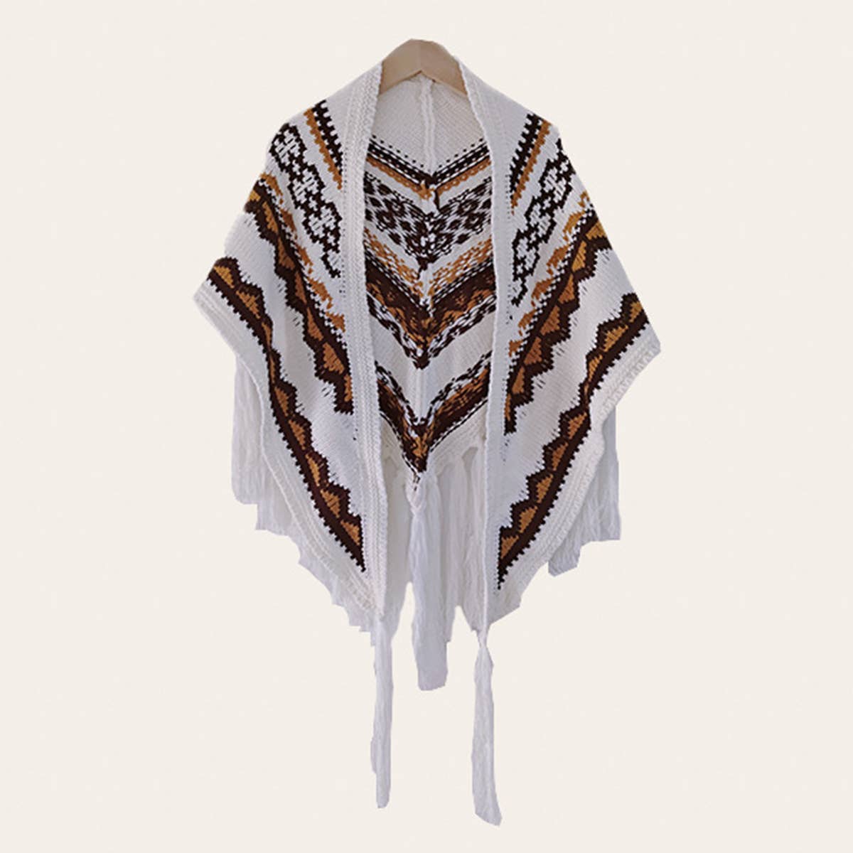 RETRO STRIPED NATIONAL WIND TRIANGLE SHAWL_CWASC0349