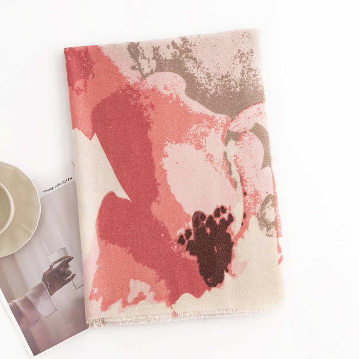 FLORAL PRINT FAUX CASHMERE SCARF FOR WOMEN_CWASC0436