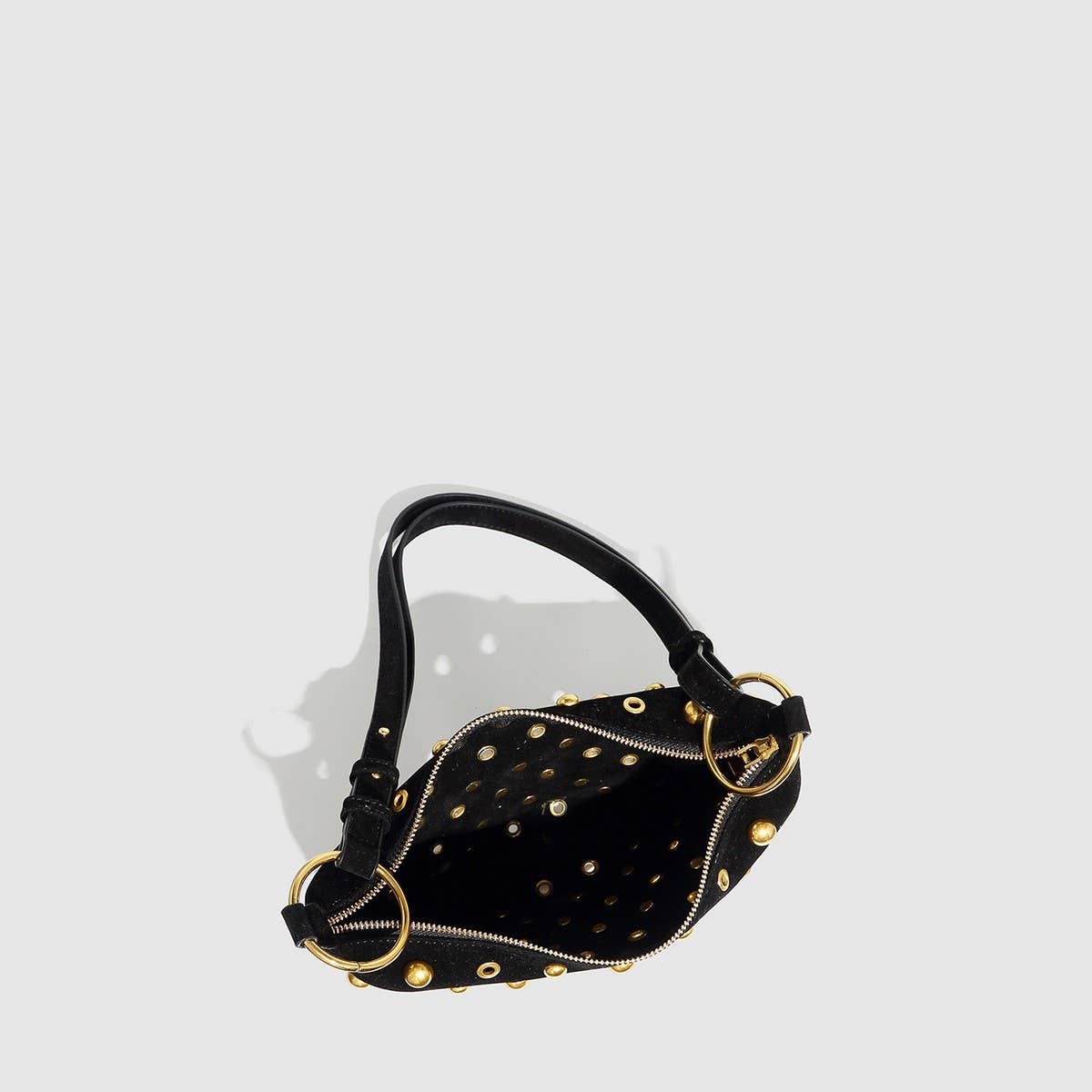 Studded Polka Dot Punk Shoulder Bag For Women_Cuab00617