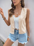 Solid Jacquard Casual Daily Vest Top
