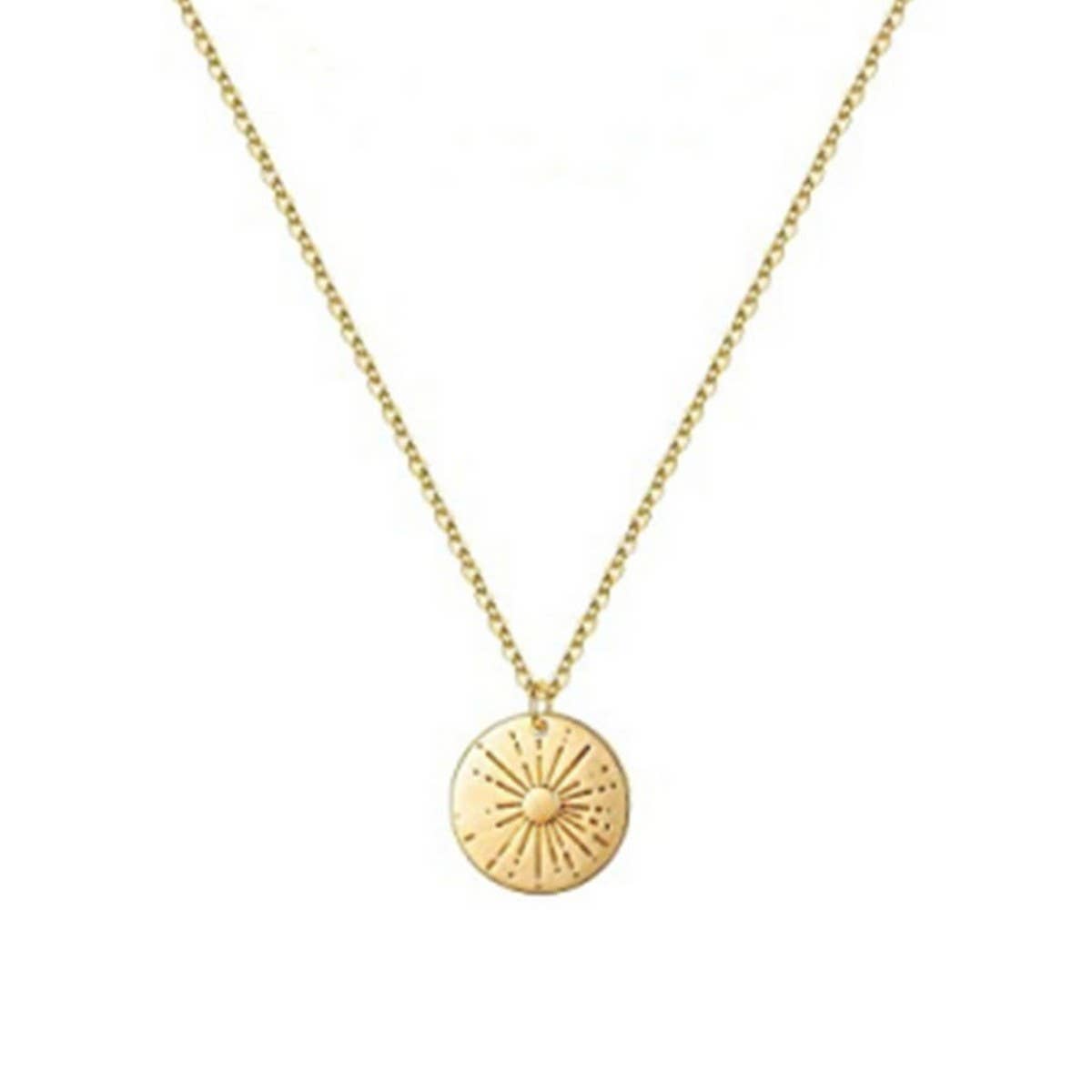 SIMPLE BIG SUN ROUND PENDANT NECKLACE_CWMM5660