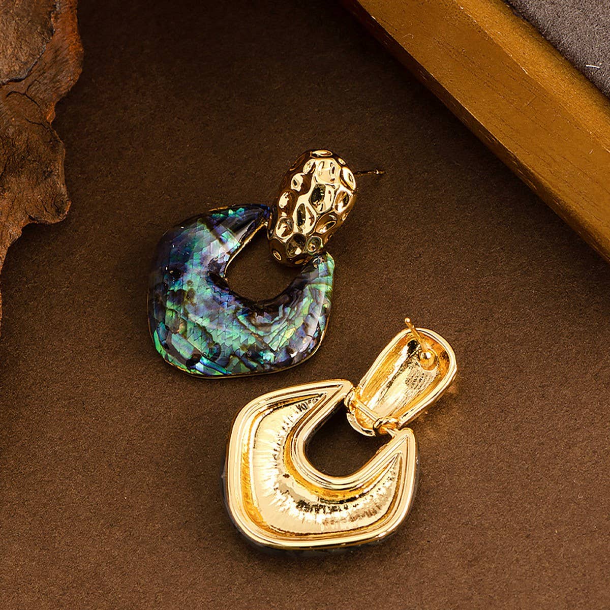 PERSONALIZED SNAKE PATTERN ABALONE EARRINGS_CWMM4285