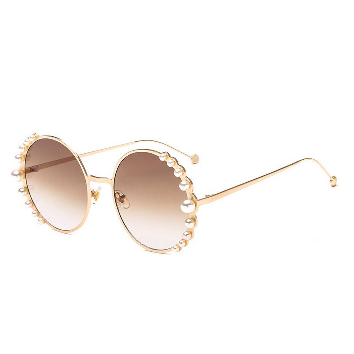 METAL ROUND FRAME PEARL ACCENT SUNGLASSES WOMEN_CWASG1173