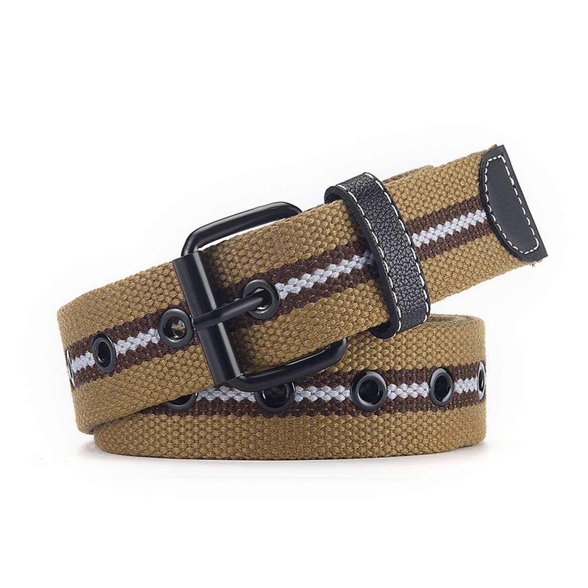 Women Canvas Striped Hollow Air Belt_Cwabe0595