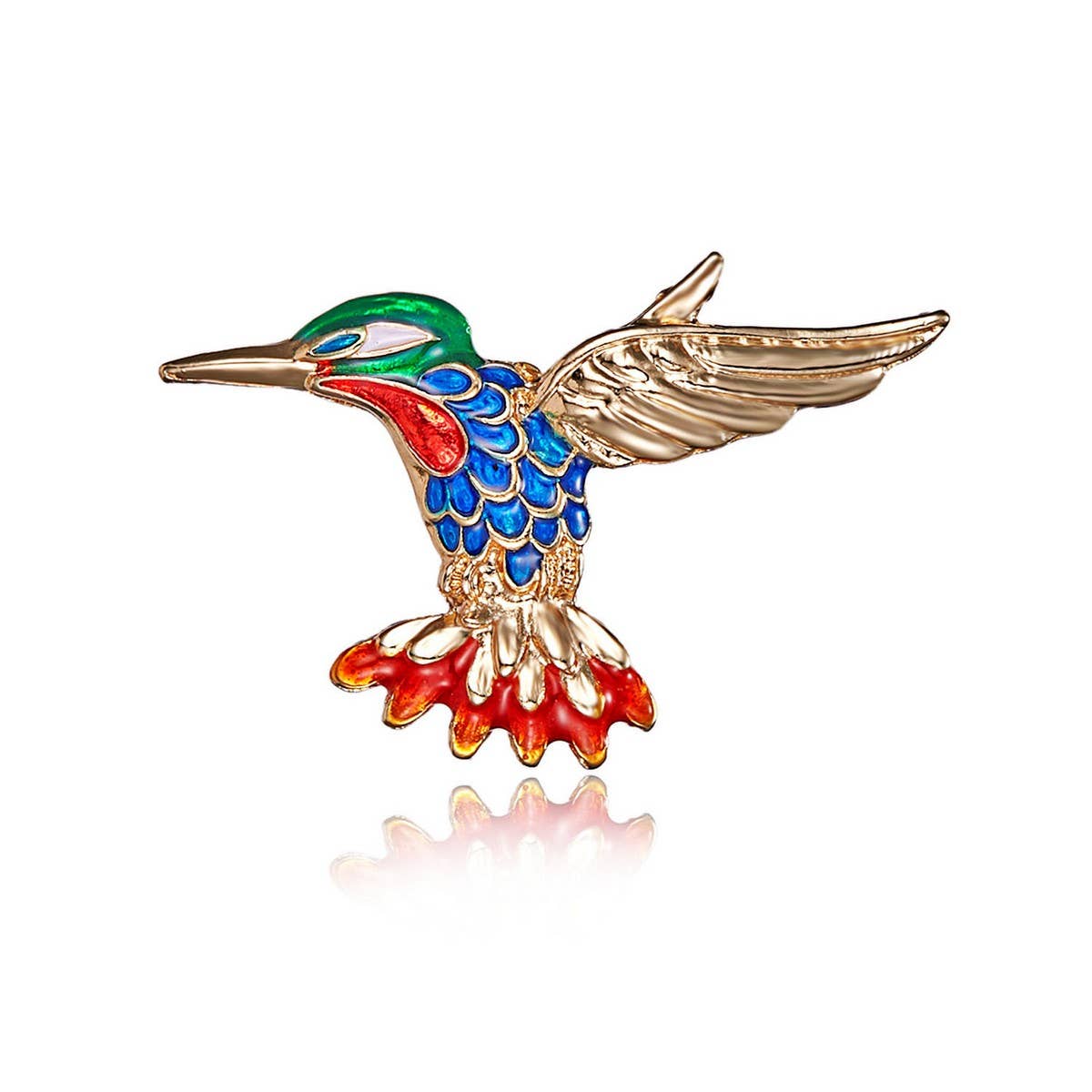 Cwaje2571_Hummingbird Water Drop Painting Oil Animal Brooch