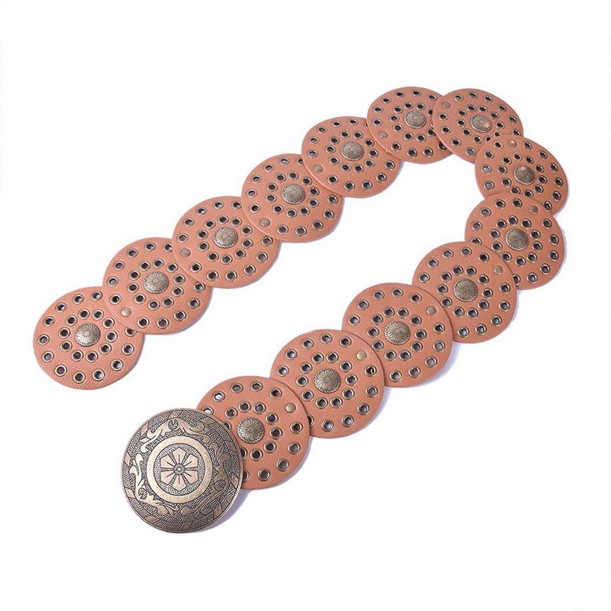 NEW RETRO FASHION RIVET EYELET DISC BELT_CWABE0488