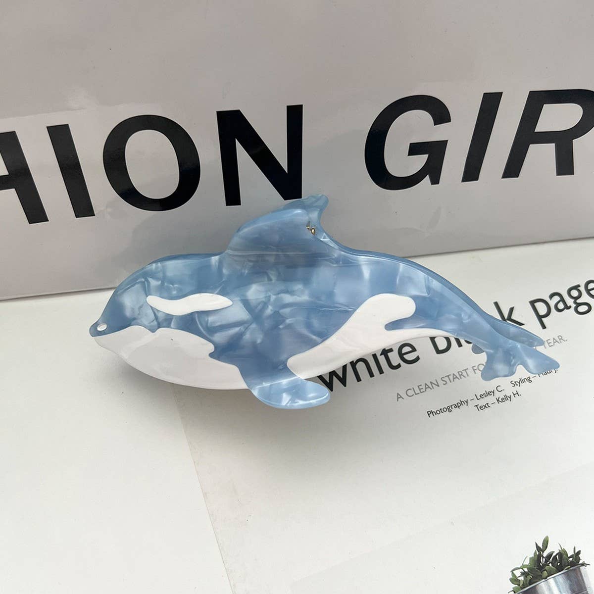 Tricolor Orca Acetate Claw Clip Ocean Chic Style