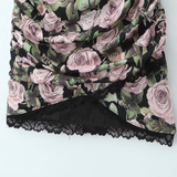 FRENCH STYLE LACE ROSE PRINT WOMEN S SLIP DRESS_CWDMD5820