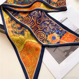 RETRO PRINTED DOUBLE LAYER NARROW SILK HEAD SCARF_CWASC1536