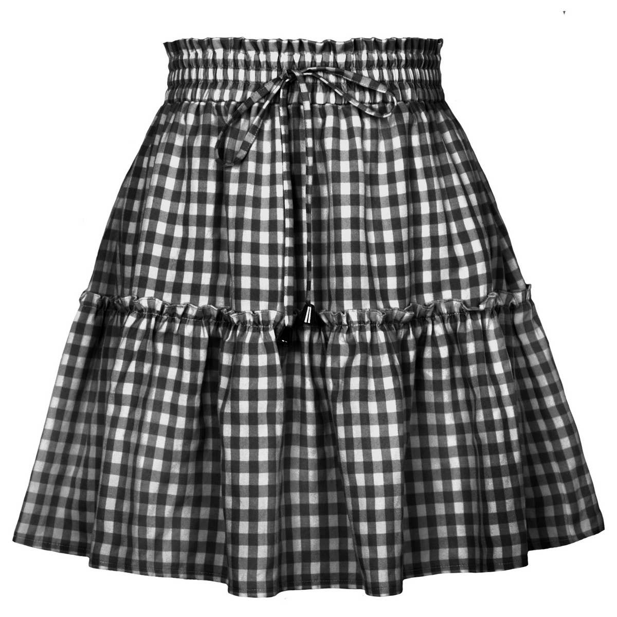 PLEATED PLAID PRINT SKIRT VINTAGE PLAID SKIRT_CWBSS0410