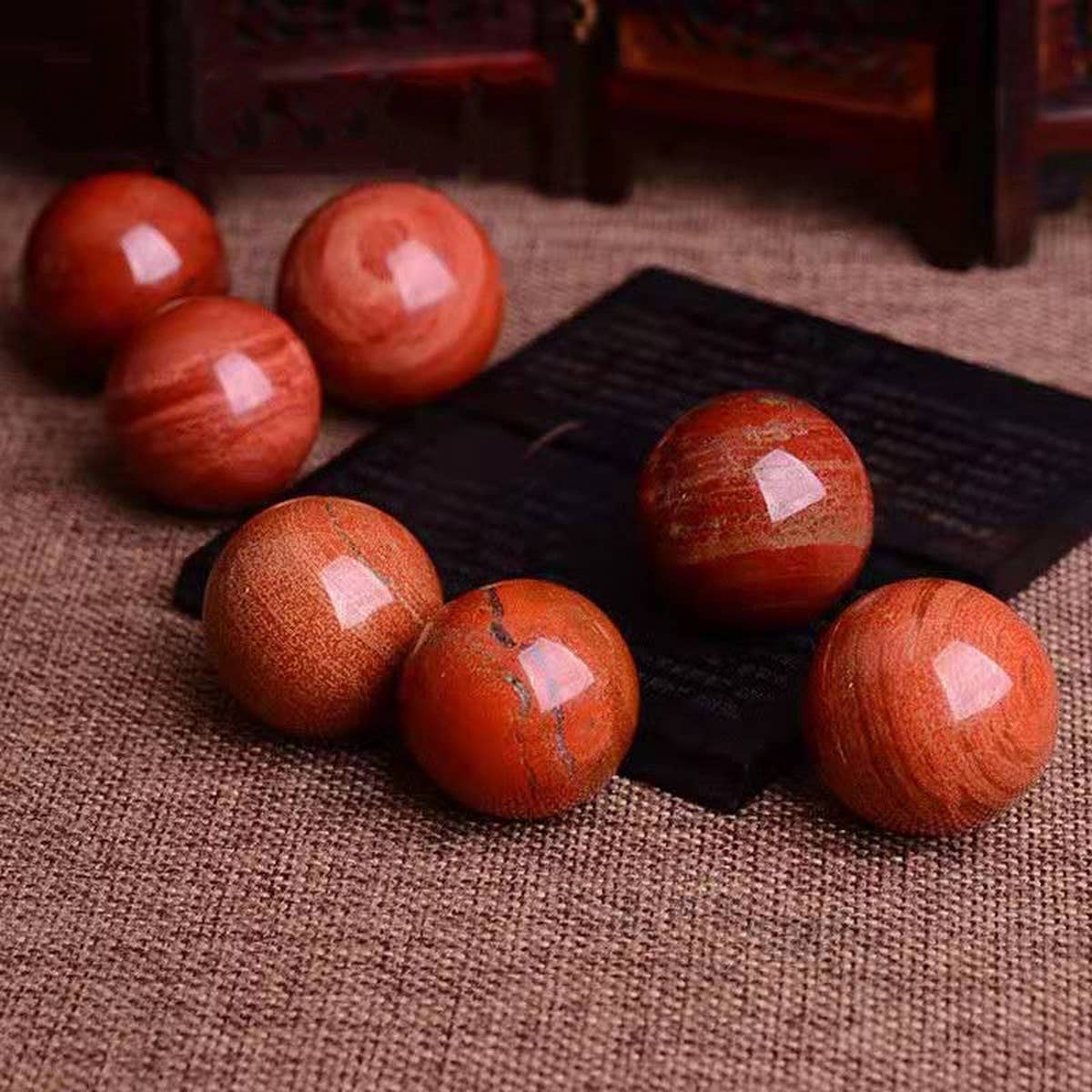RED JASPER CRYSTAL BALL SEVEN STAR SET_CWMM8127