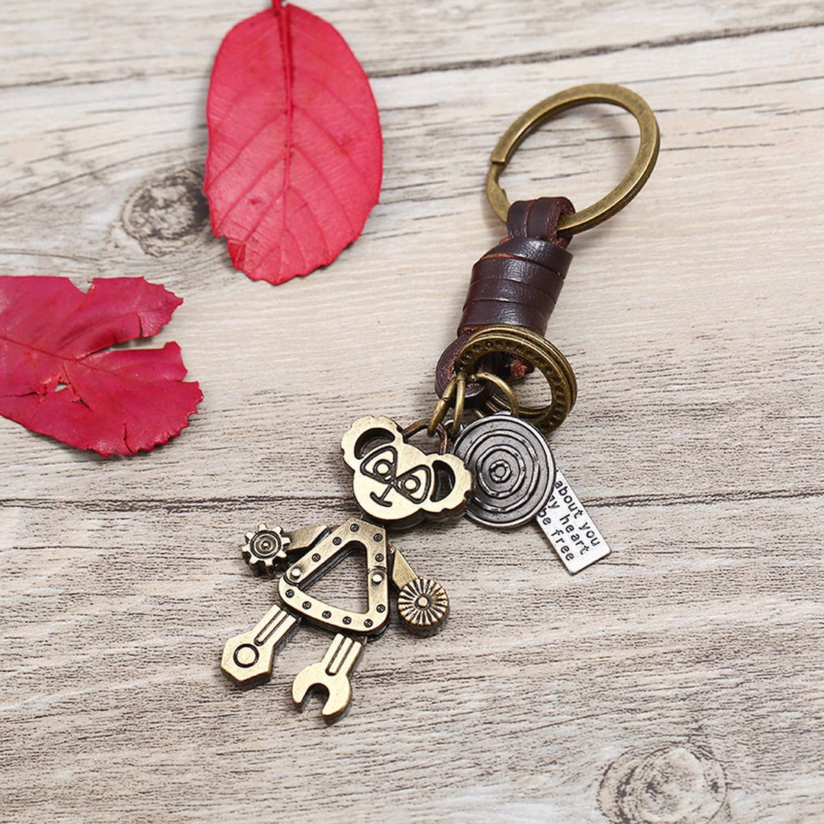 PUNK HAND WOVEN RETRO ALLOY COWHIDE KEYCHAIN_CWMM4784