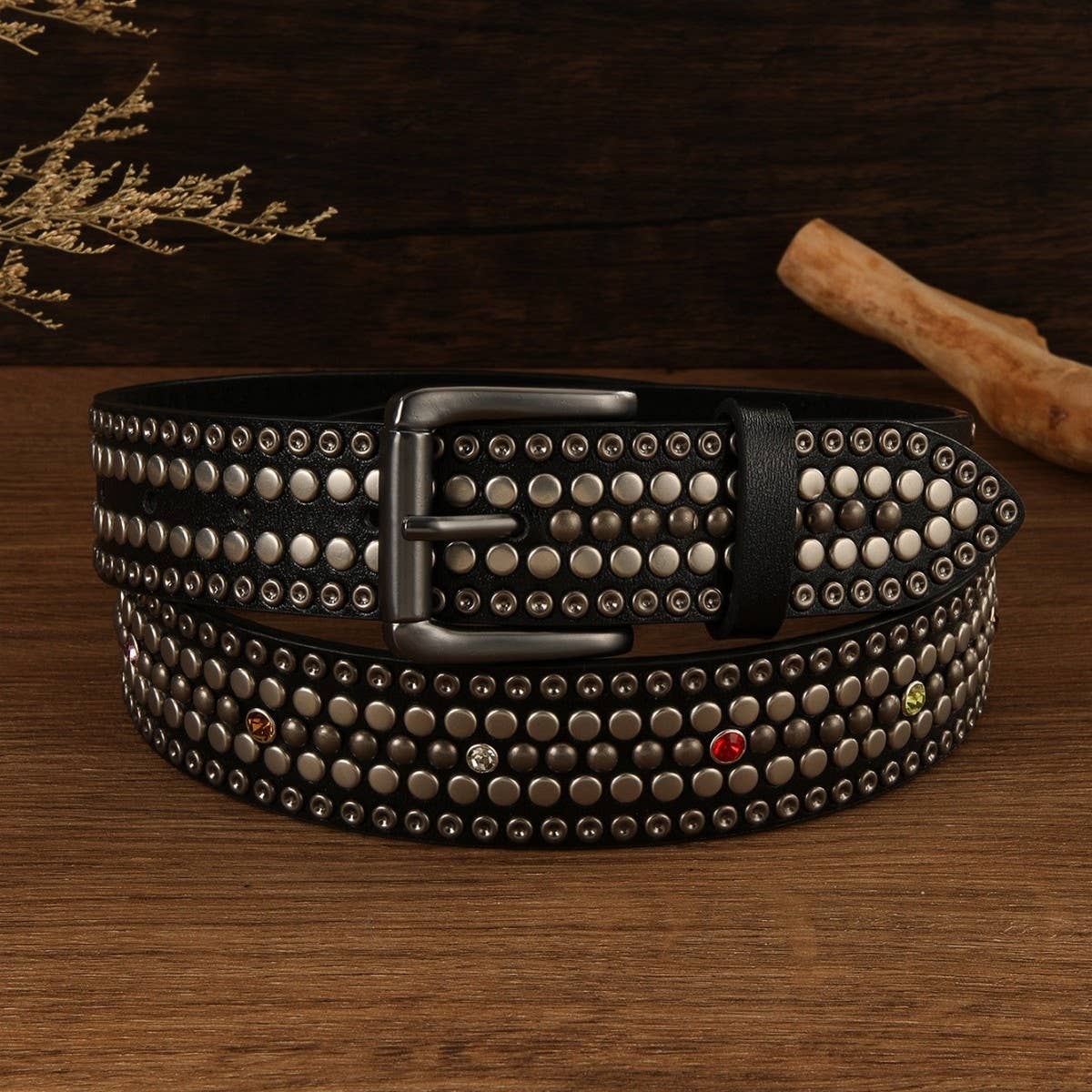 PUNK STYLE RIVET MUSHROOM STUD DIAMOND BELT_CWMM3949
