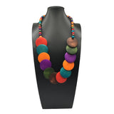 HANDMADE LARGE ROUND WOODEN BEAD LONG NECKLACE_CWMM4559