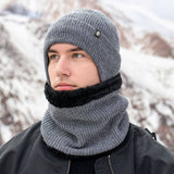 Winter Outdoor Fleece Knitted Hat Three Piece Set_Cwmm2808