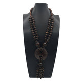 BOHEMIAN COCONUT WOOD BEAD LONG NECKLACE_CWMM4552