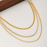 STACKED THREE LAYER DIAMOND CHAIN NECKLACE_CWMM3644