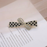 BLACK AND WHITE CHECKERBOARD RHINESTONE HAIRPIN_CWAHA4774