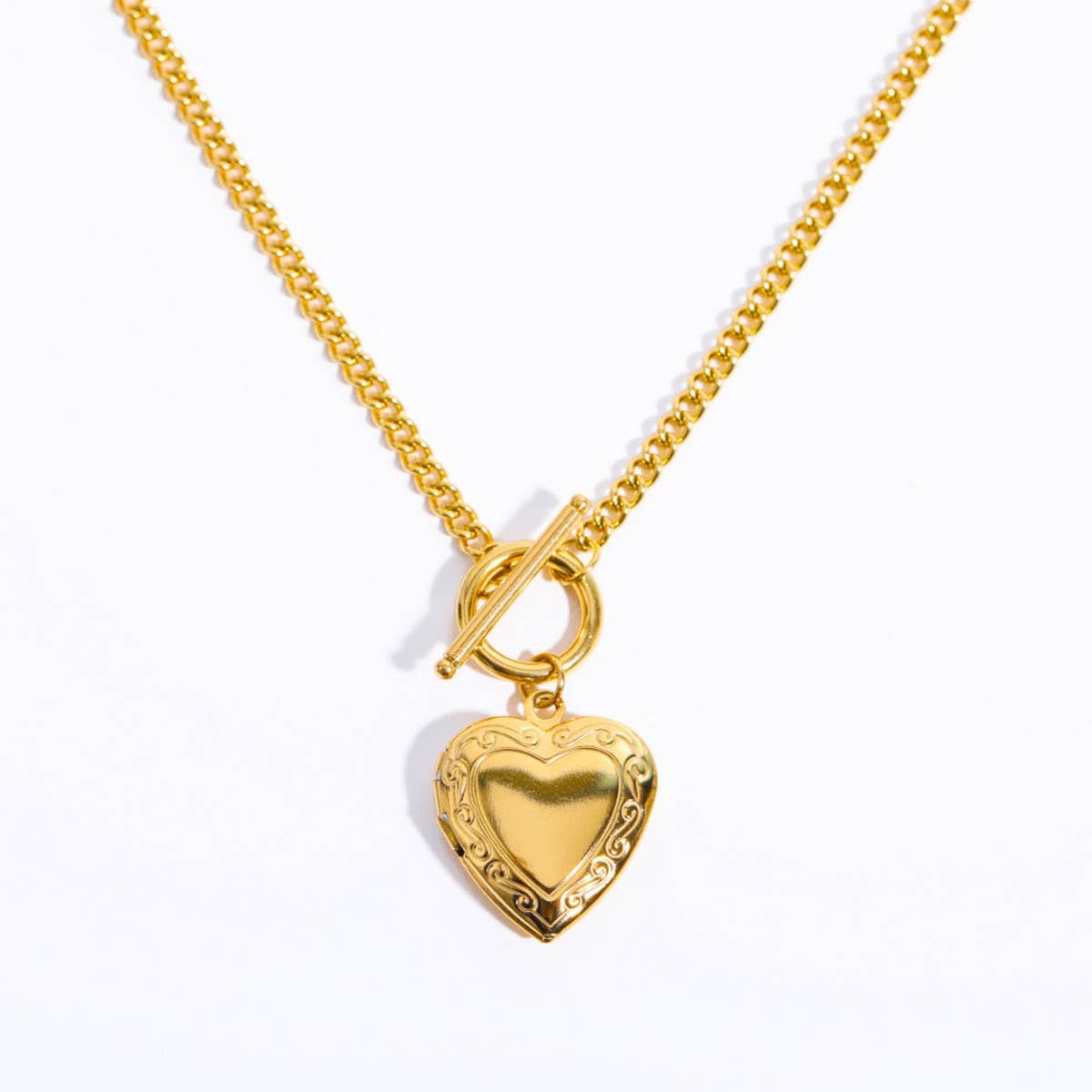 HEART FLOWER ALBUM PENDANT NECKLACE_CWMM5331