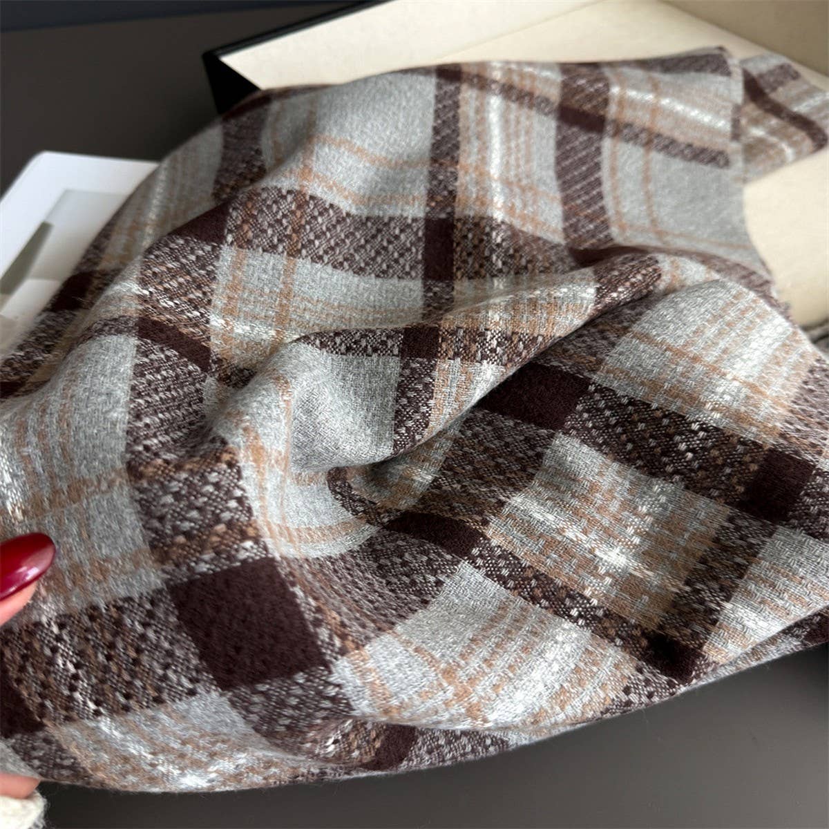 Vintage Plaid Winter Cashmere Feel Tassel Scarf_Cwasc03261