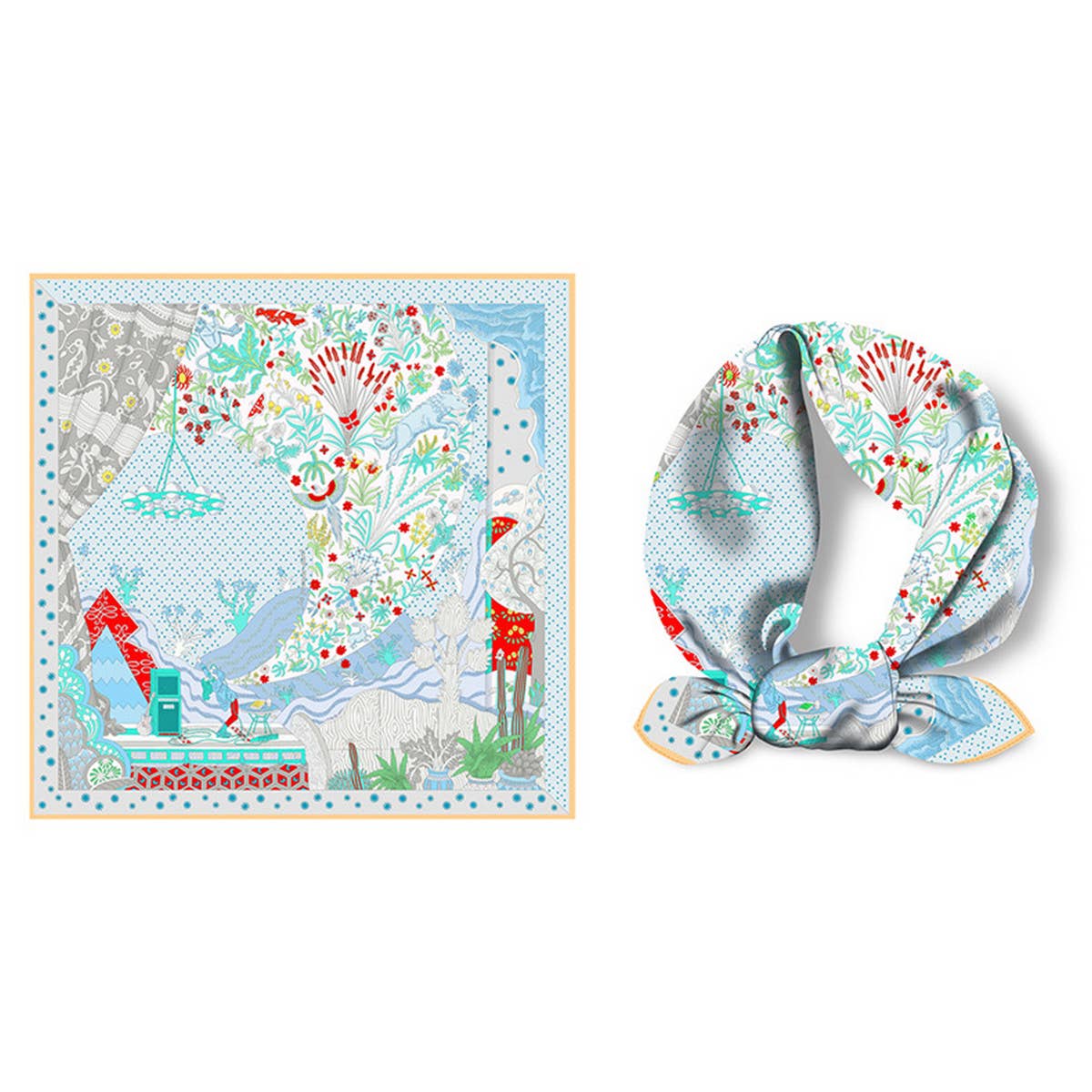 SILK FEEL SQUARE SCARF FOR TRAVEL STYLING_CWASC0651