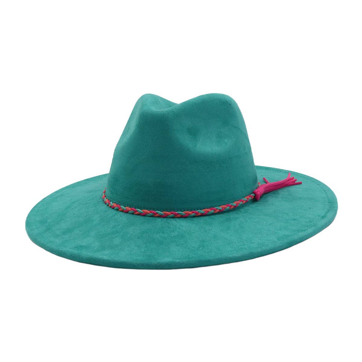 Unisex Suede Wide Brim Fedora Hat Couple Style_Cwah04448