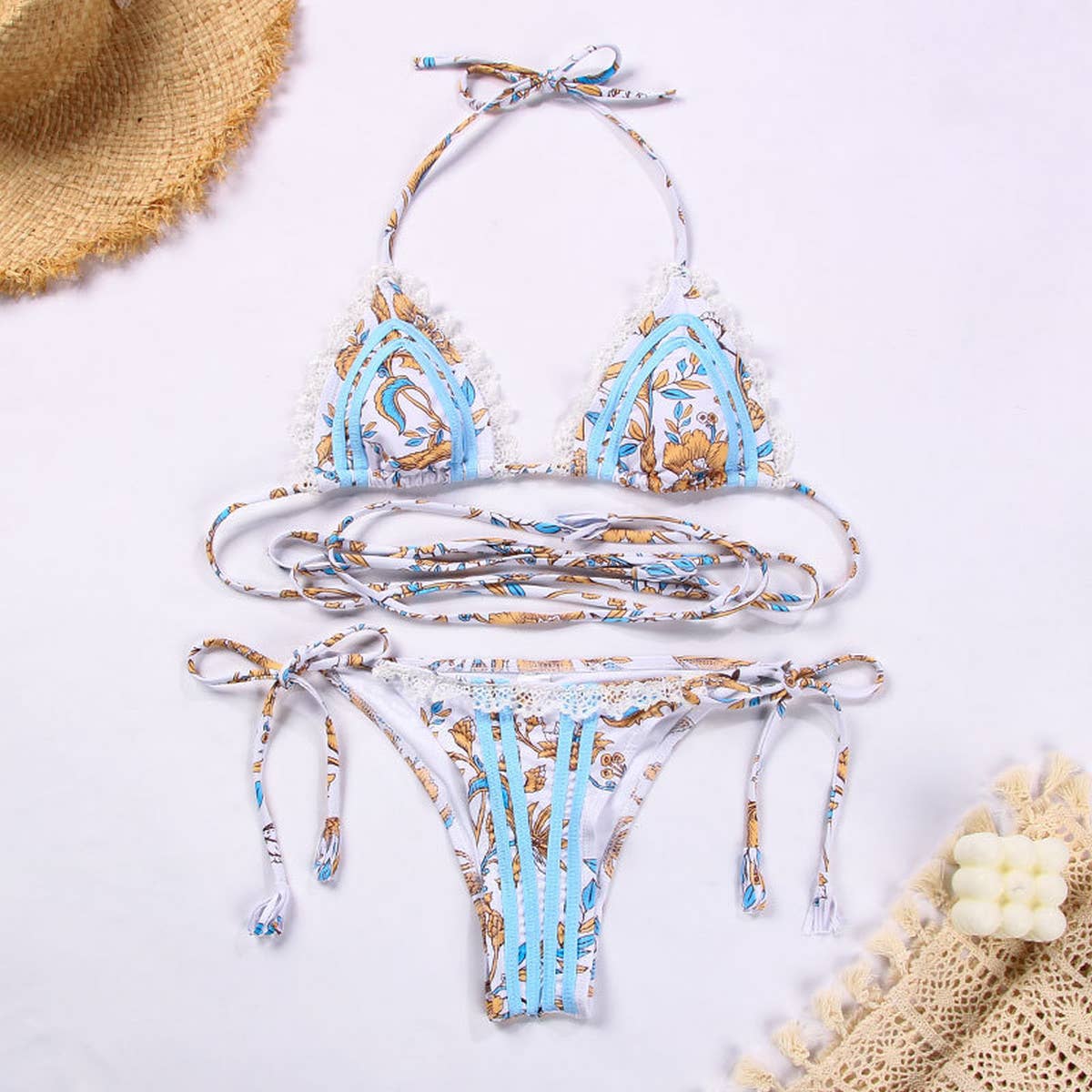 SEXY LACE UP BIKINI PRINTED WOMENS SWIMWEAR_CWMW0245