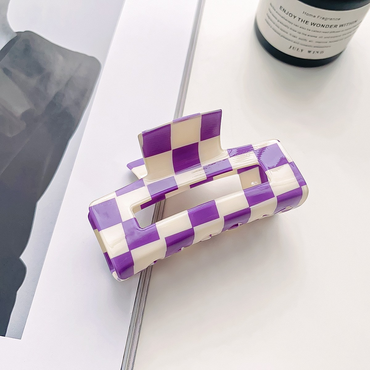 Checkerboard Hair Claw ? Candy Color Acetate Look_Cwmm10084