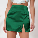 Womens Sexy Satin High-Waist A-Line Mini Skirt