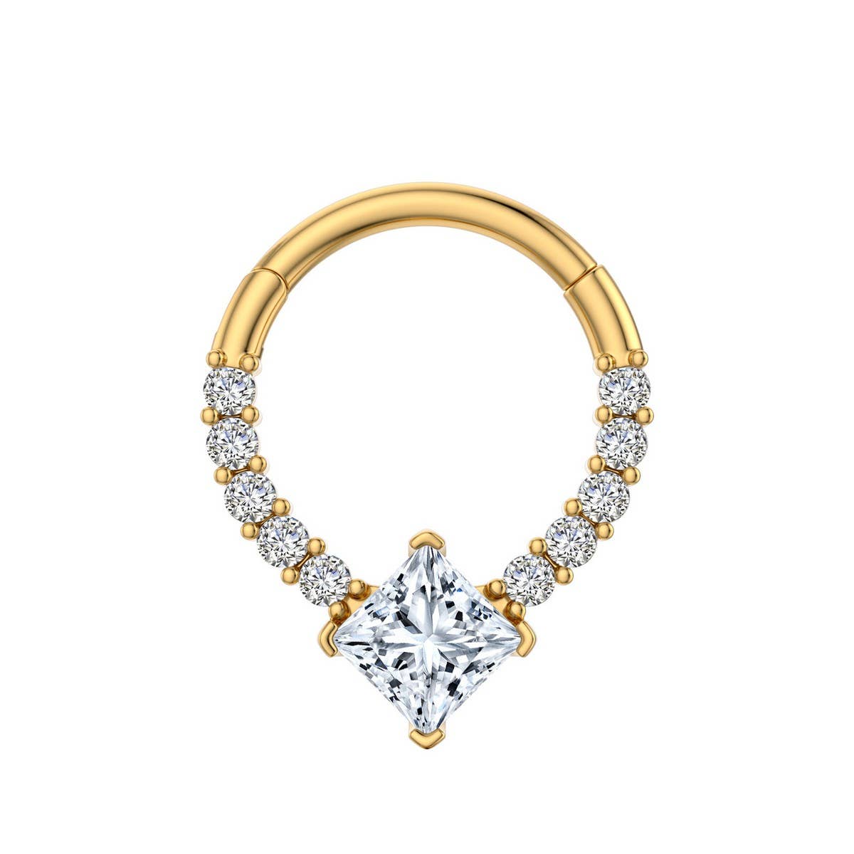 SQUARE NOSE HOOP WITH TEARDROP ZIRCON CLICKER_CWMM9602