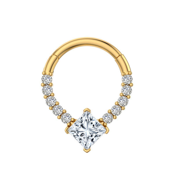 SQUARE NOSE HOOP WITH TEARDROP ZIRCON CLICKER_CWMM9602