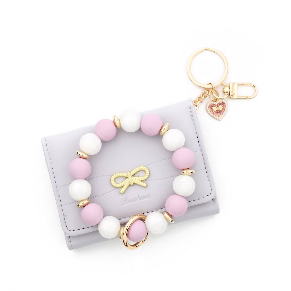 BUTTERFLY CARD WALLET WITH HEART BEAD KEYCHAIN_CWAB4969