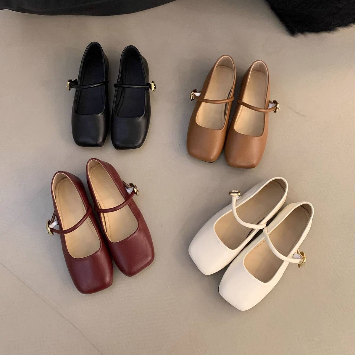 Vintage Square Toe Mary Jane Flats For Women