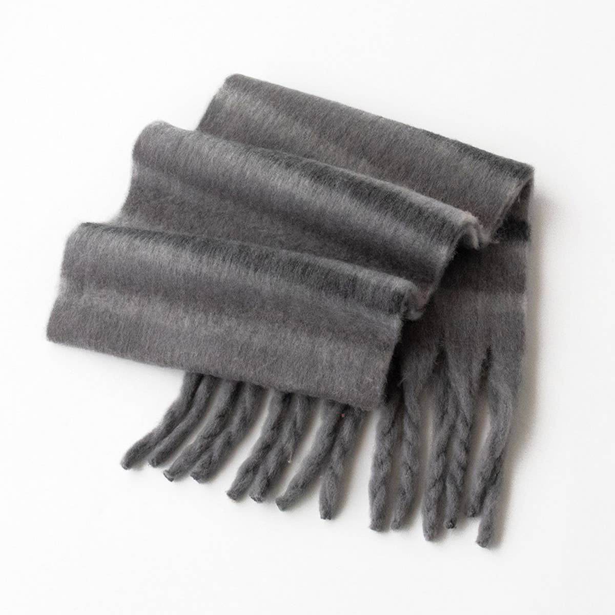 PLAID FLUFFY SCARF WARM TASSEL WINTER WRAP_CWASC0996