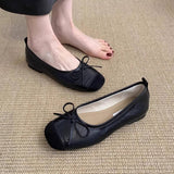 Vintage Bow Slip-On Round Toe Flat Shoes