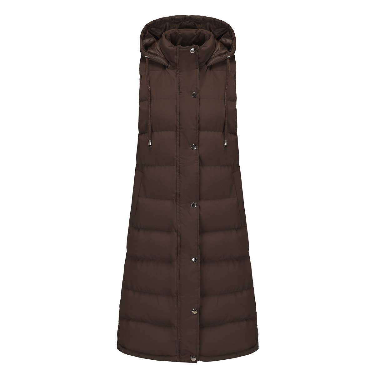 Solid-Color Hooded Sleeveless Cotton-Padded Vest