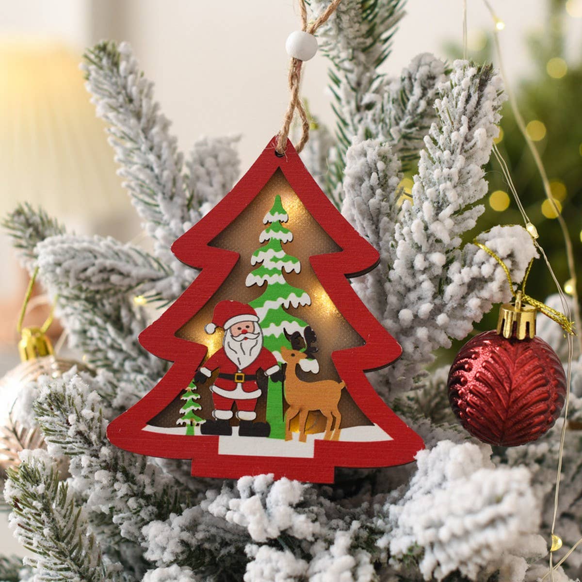 Wooden Luminous Pendant Christmas Decorations_Cwmm2935