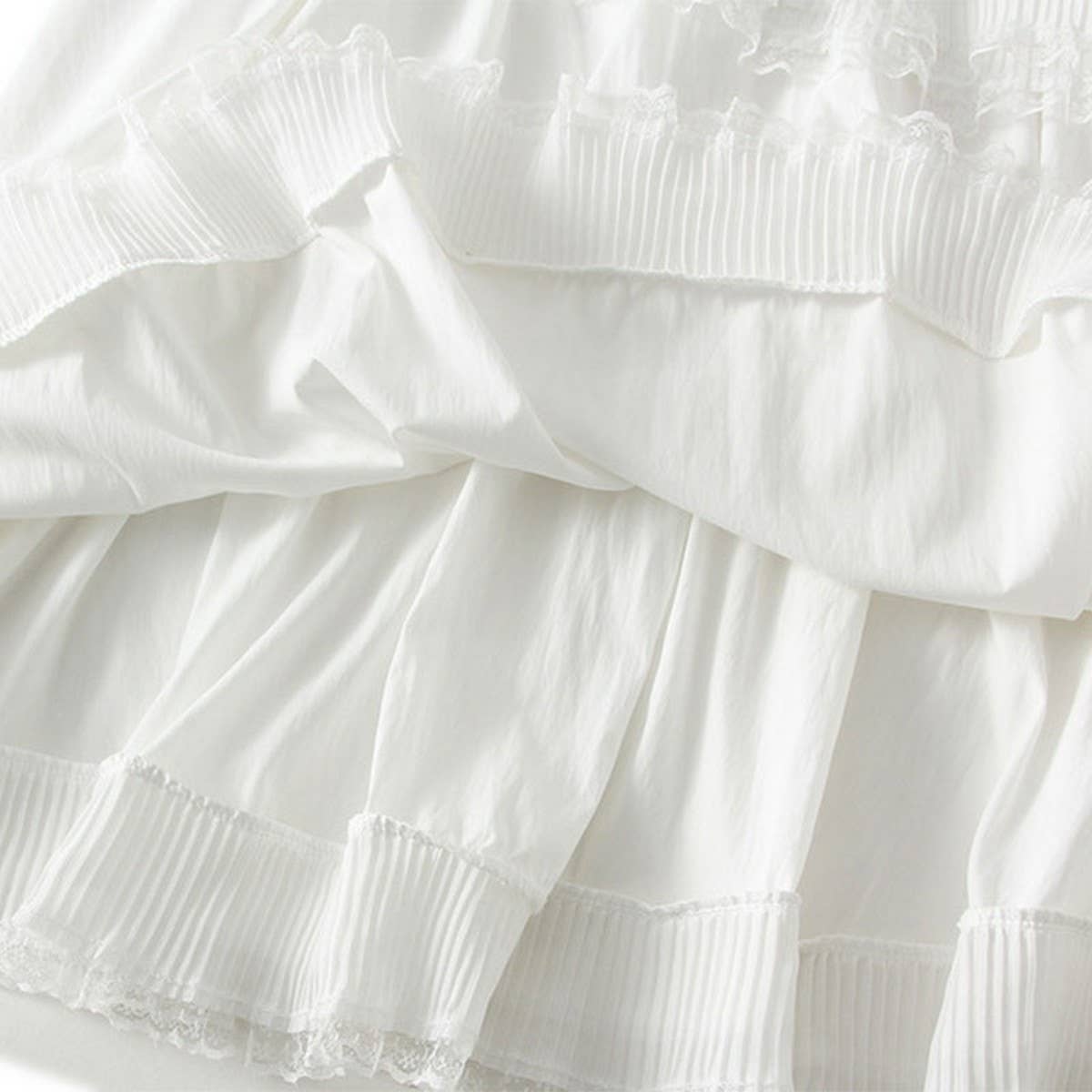 LACE PATCHWORK RUFFLE HEM HIGH WAIST MAXI SKIRT_CWBMS0356