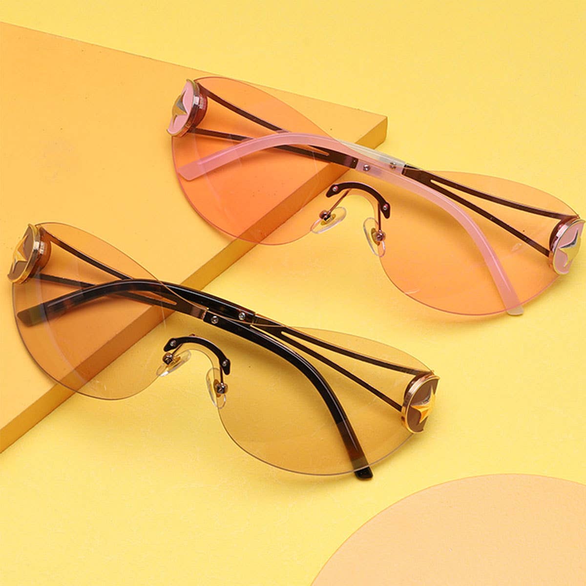 Y2K Large-Frame Sunglasses Withve-Pointed Stars_Cwasg0151