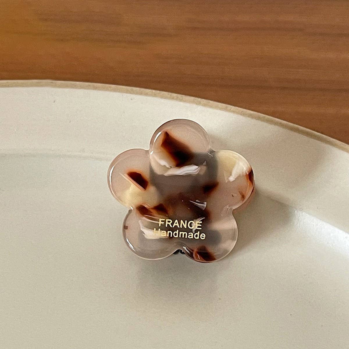 INK BROWN FLORAL MINI HAIR CLAW RETRO BANG CLIP_CWAHA3951