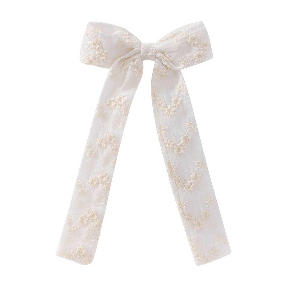 Childrens Ribbon Bow Embroidered Hairpin