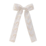 Childrens Ribbon Bow Embroidered Hairpin