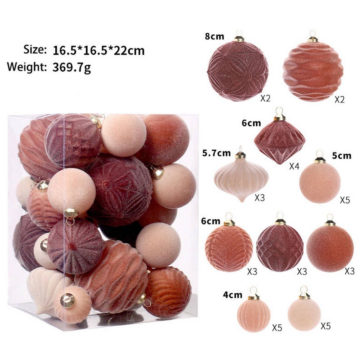 Deluxe Flocked Christmas Ball Ornament Set_Cwmm9917