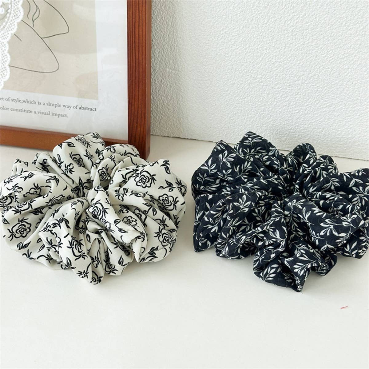 Ink Print Wide Hair Scrunchie High Elastic_Cwaha07607