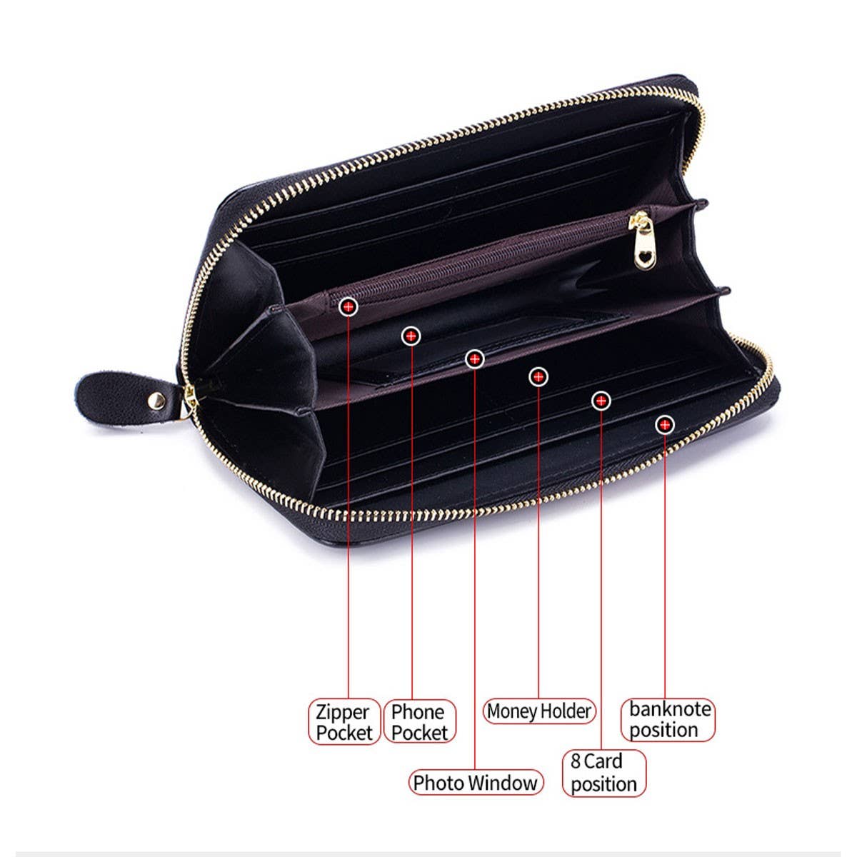 FASHION COWHIDE LONG ZIPPER GENUINE LEATHER WALLET_CWAB3736