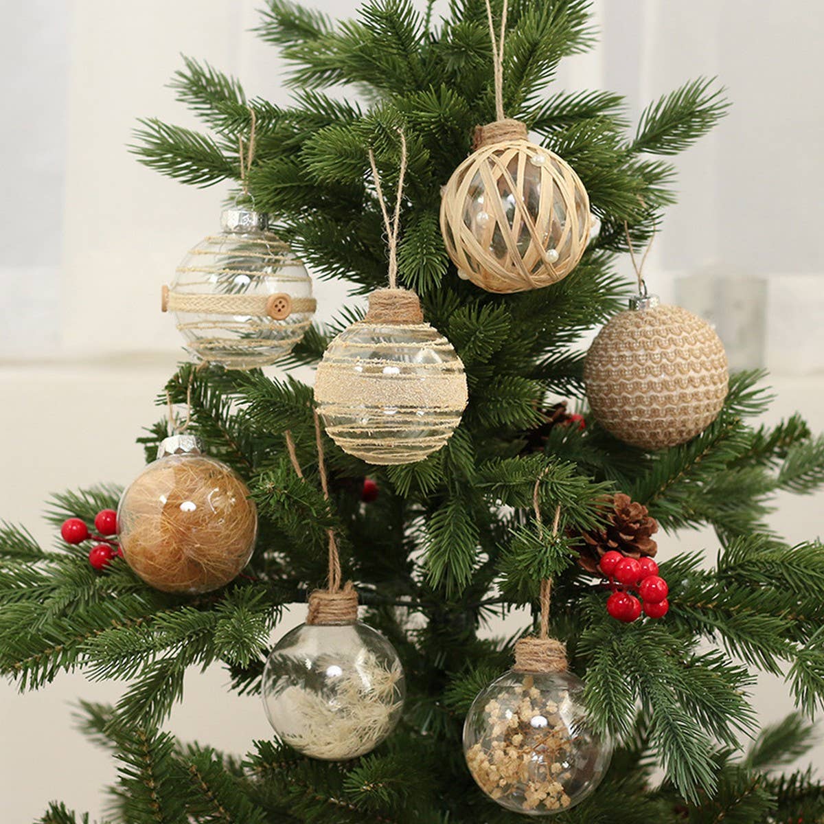 8CM PET CLEAR PLANT XMAS BALL ORNAMENT SET_CWMM9867
