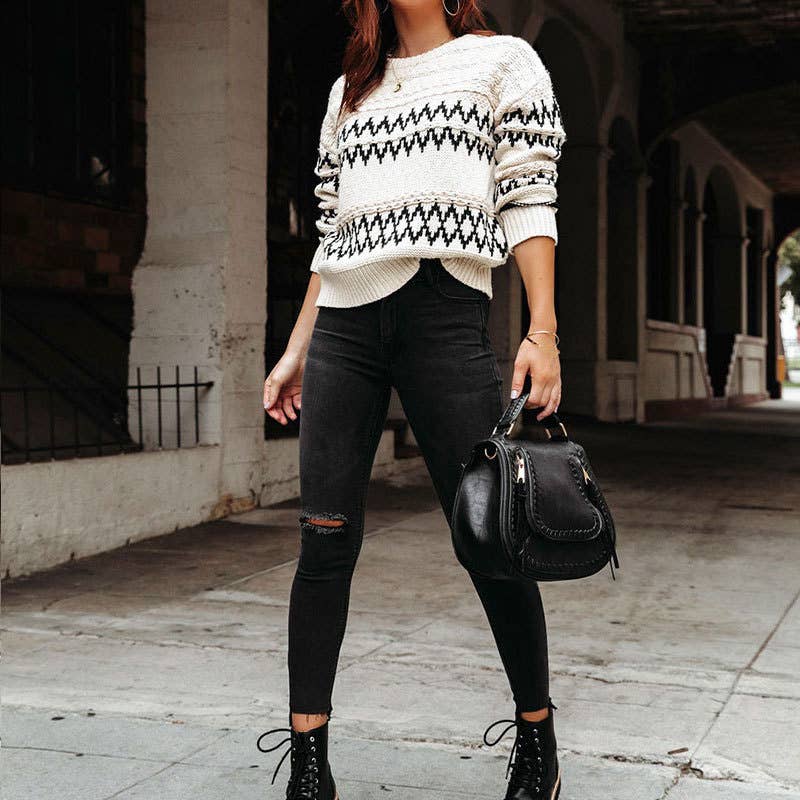 Vintage Argyle Jacquard Crew Neck Jumper